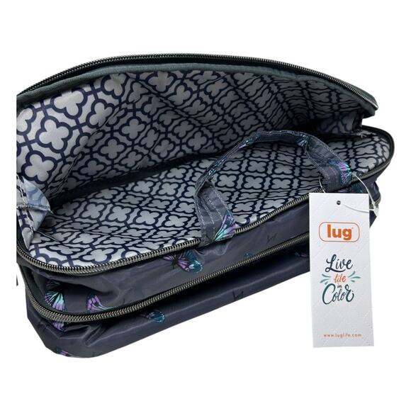 Lug Flatbed Slim Cosmetic Case Bag Butterfly Gray Travel Cruise Organizer Craft - Picture 9 of 16